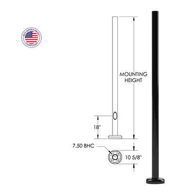 Flexible mounting options suitable for 8' to 20' standard mounting heights.